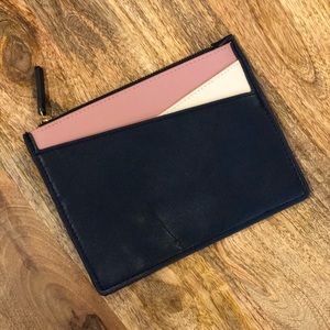 Ann Taylor Loft Navy Blush Small Cosmetic Clutch